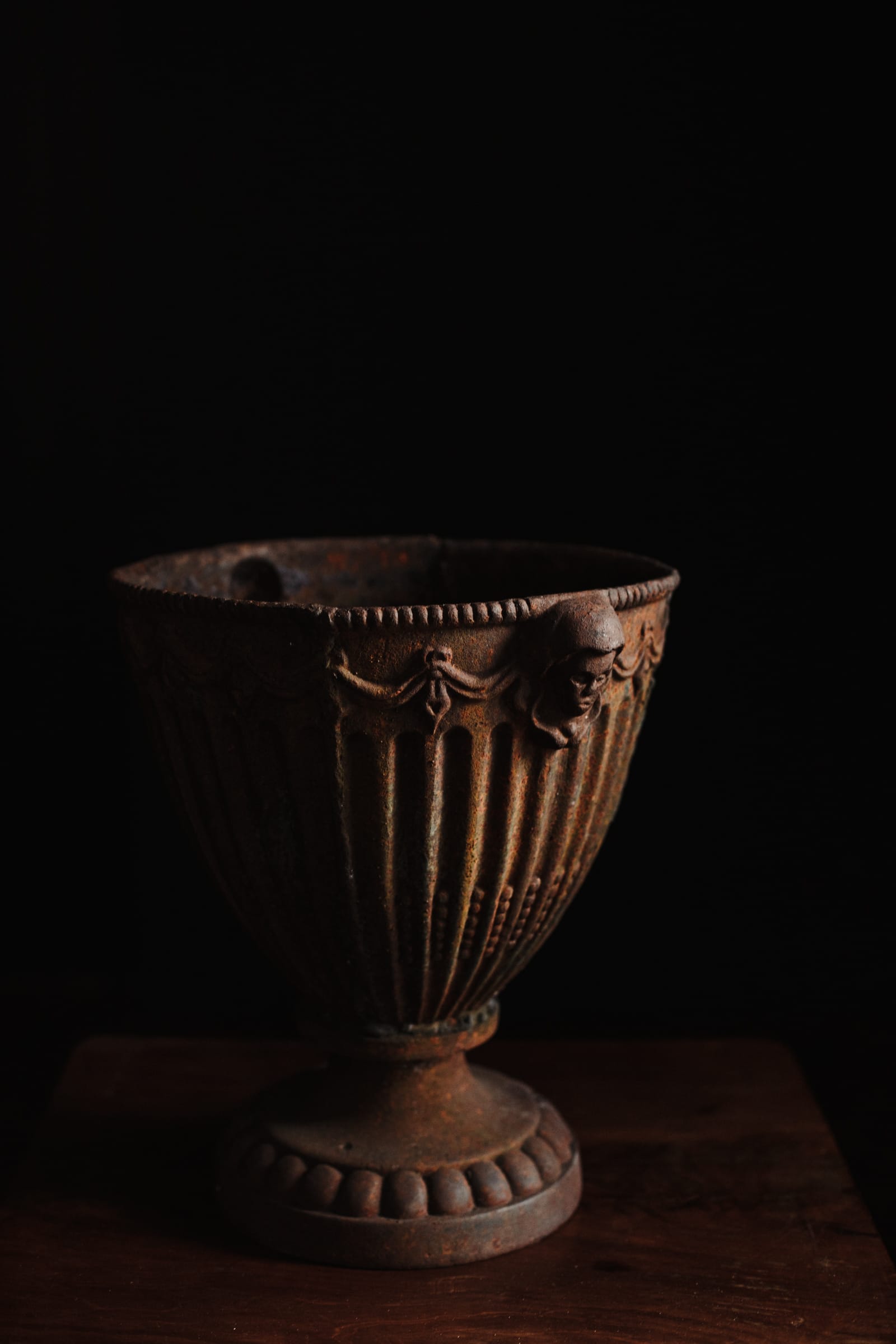 Weathered Cast Iron Garden Urn Planter - Image 9