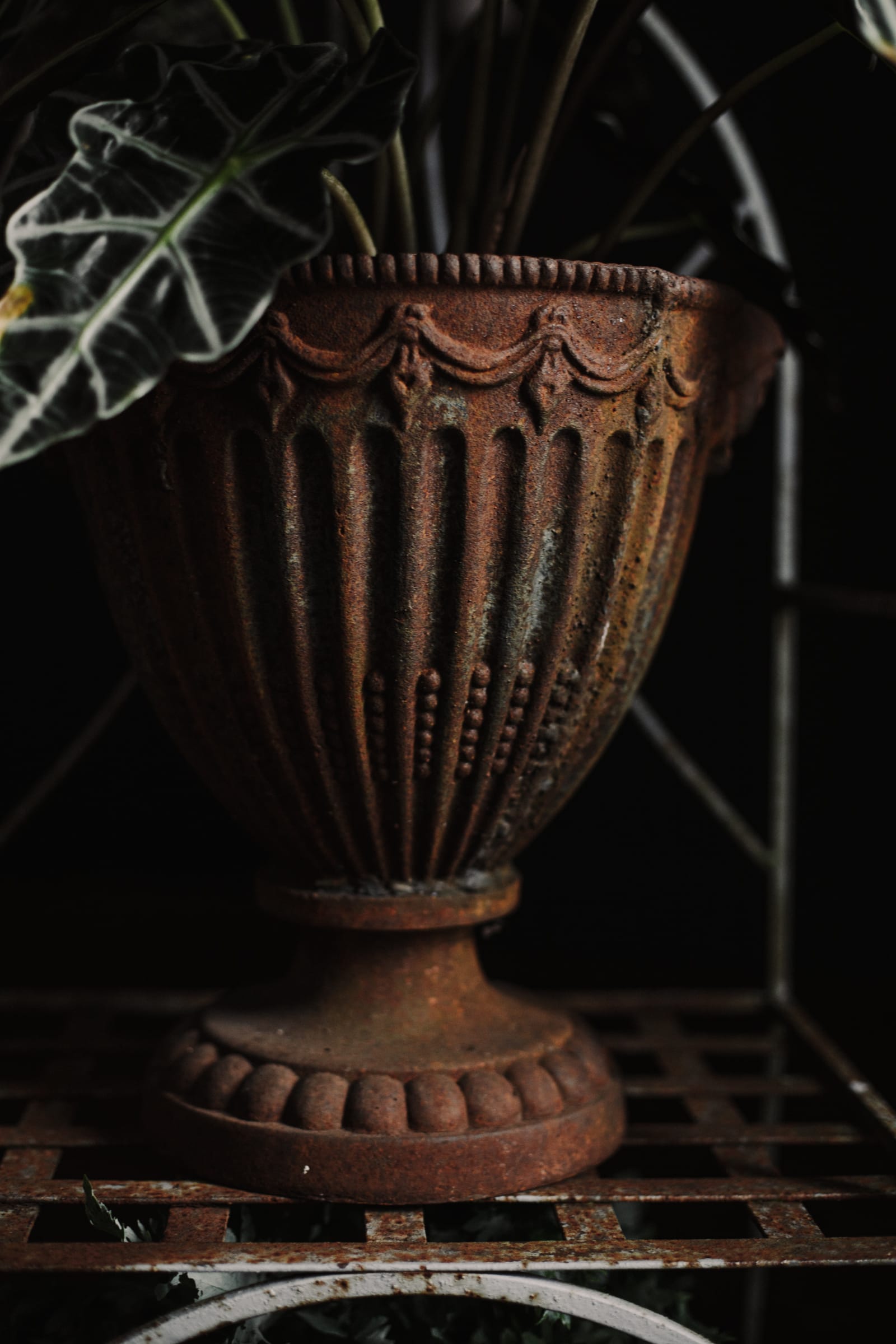 Weathered Cast Iron Garden Urn Planter - Image 8