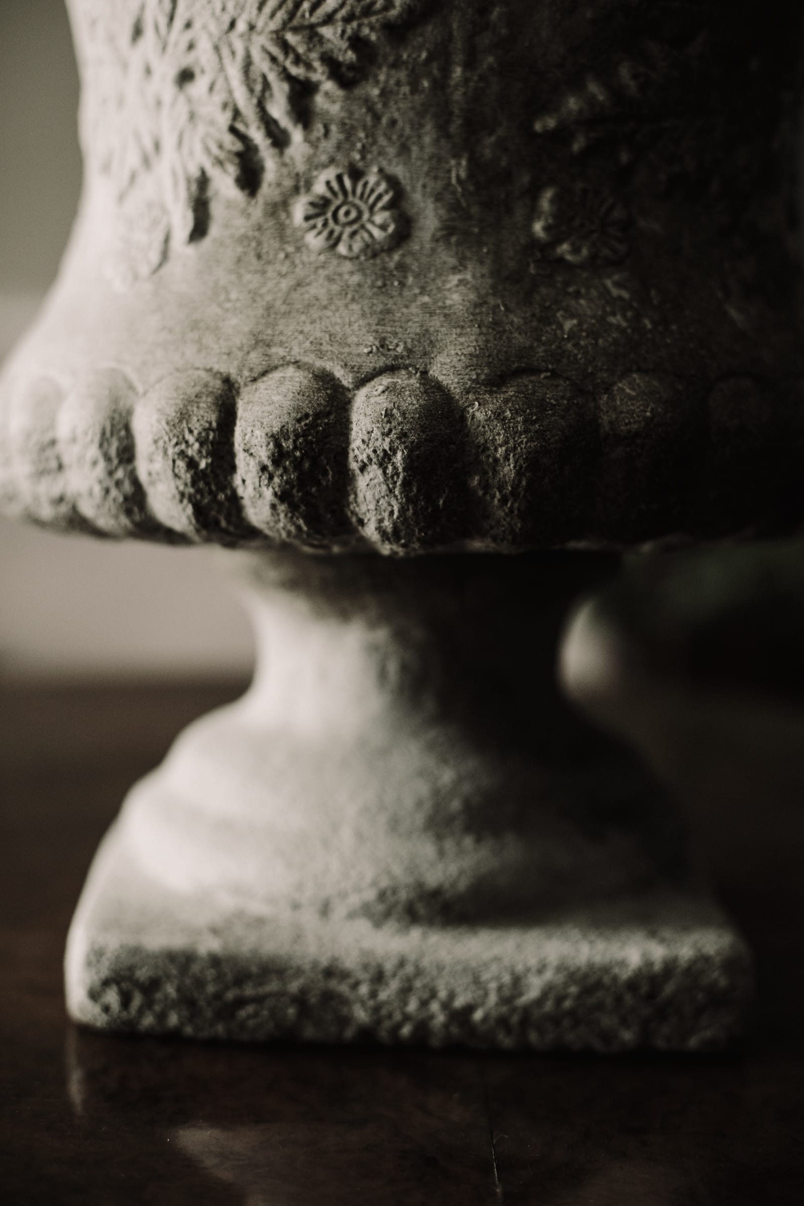 Weathered White Painted Stone Garden Urn - Image 6