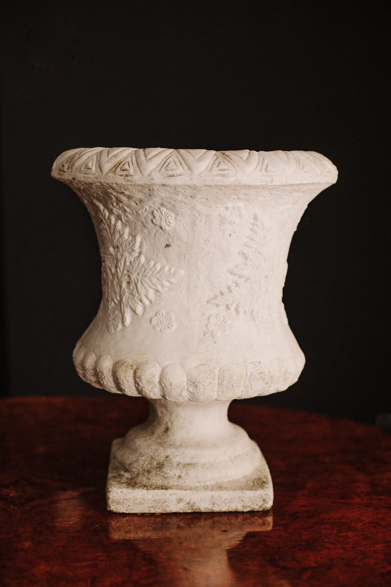 Weathered White Painted Stone Garden Urn - Image 9
