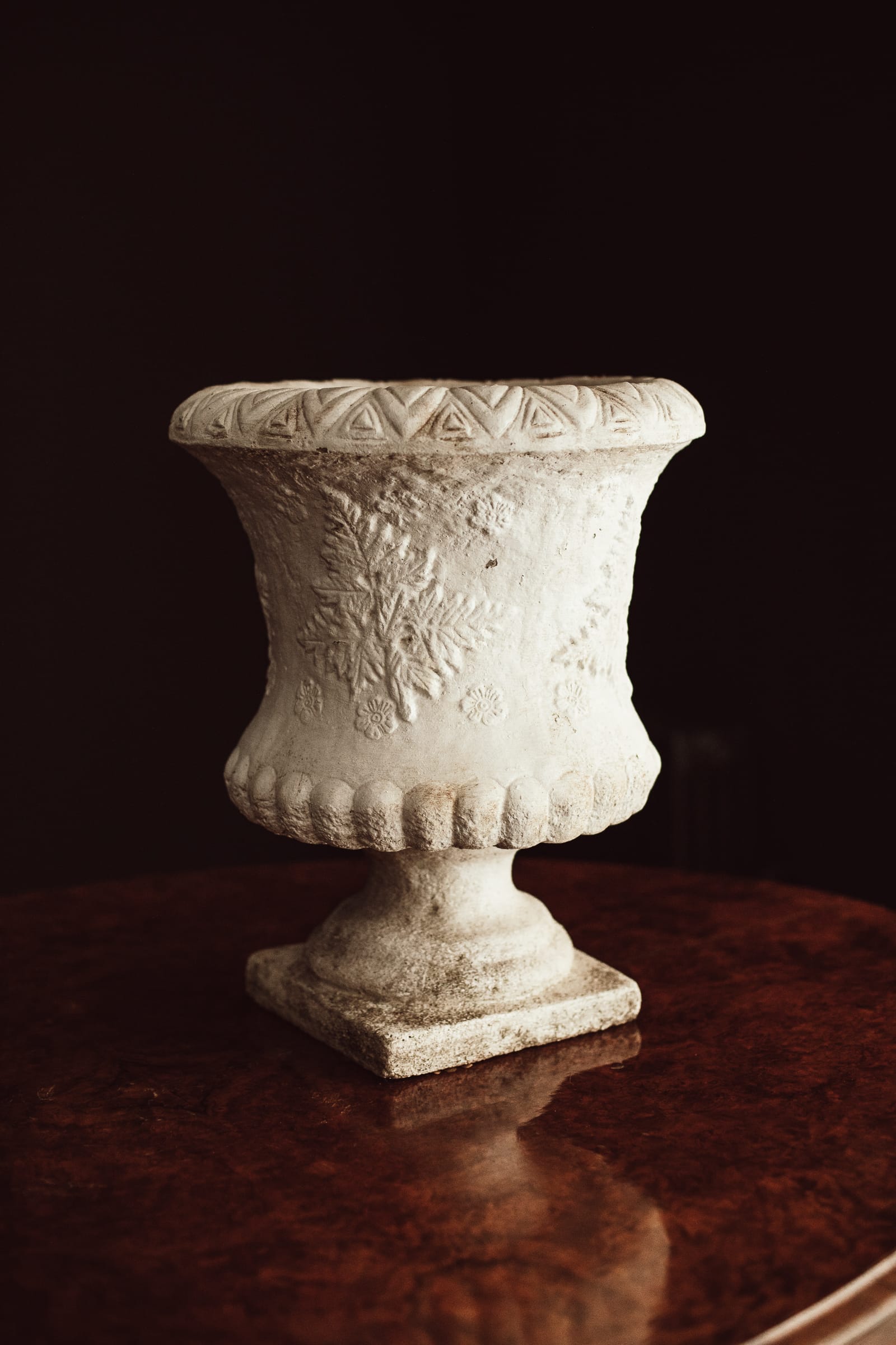 Weathered White Painted Stone Garden Urn - Image 10