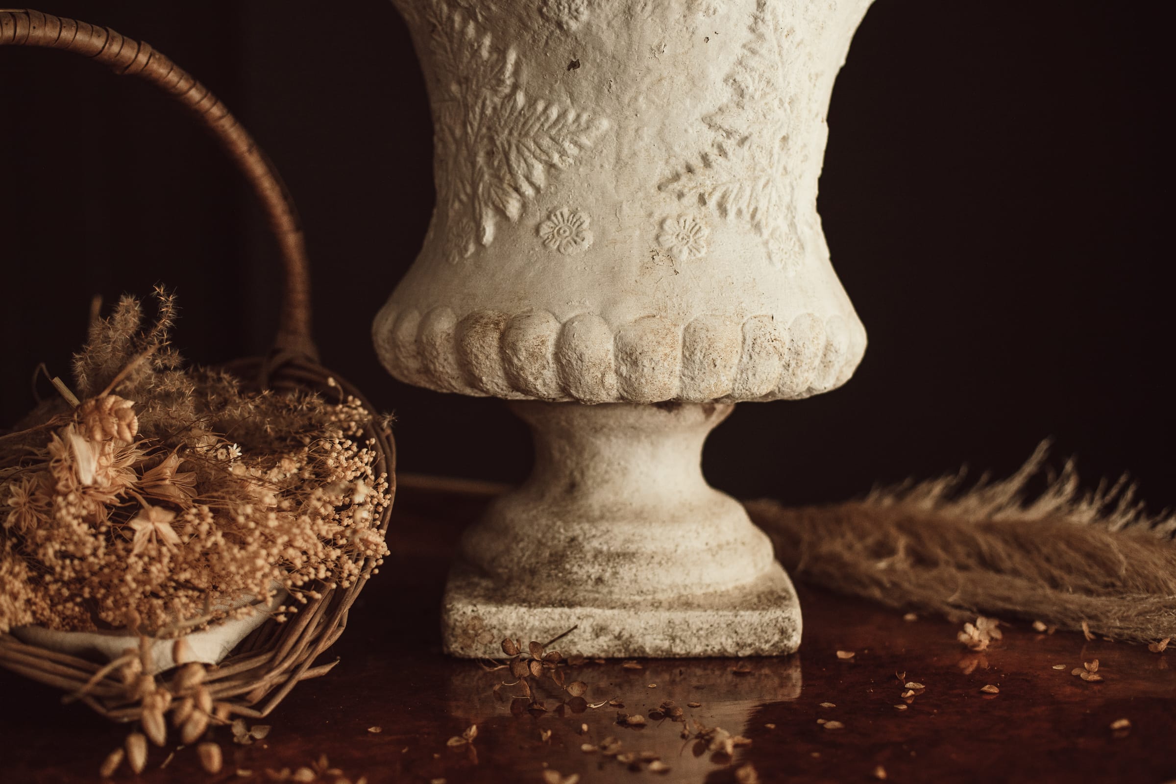 Weathered White Painted Stone Garden Urn - Image 5