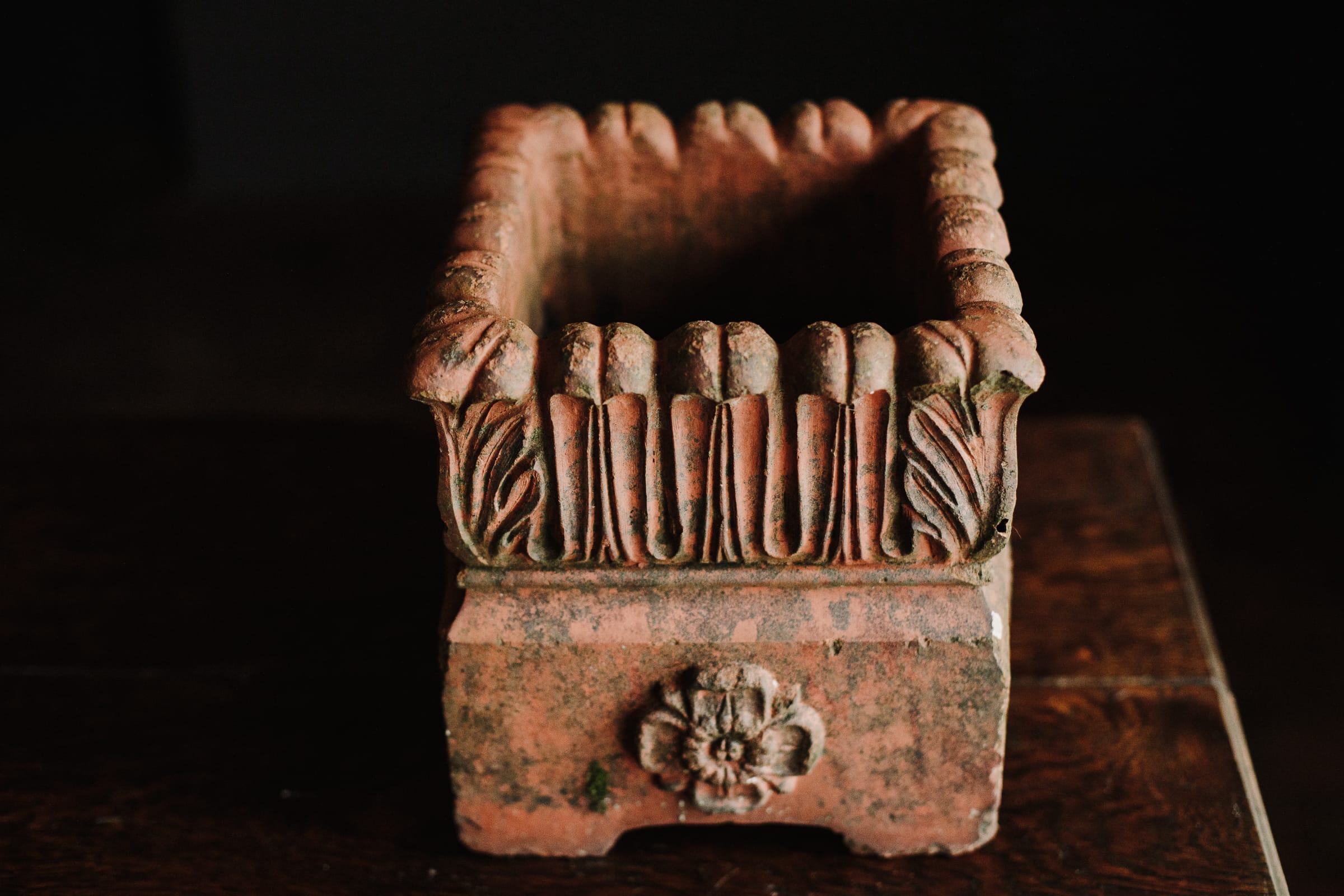 Square 19th Century Tudor Rose Terracotta Planter - Image 8