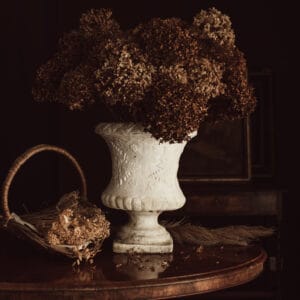 Weathered White Painted Stone Garden Urn