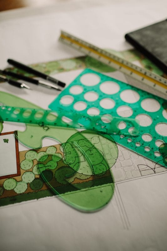 close up of garden design plan