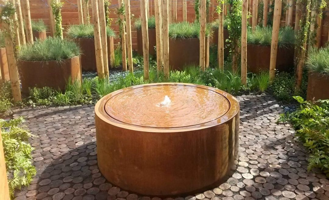 Water Features UK4 round corten steel water table