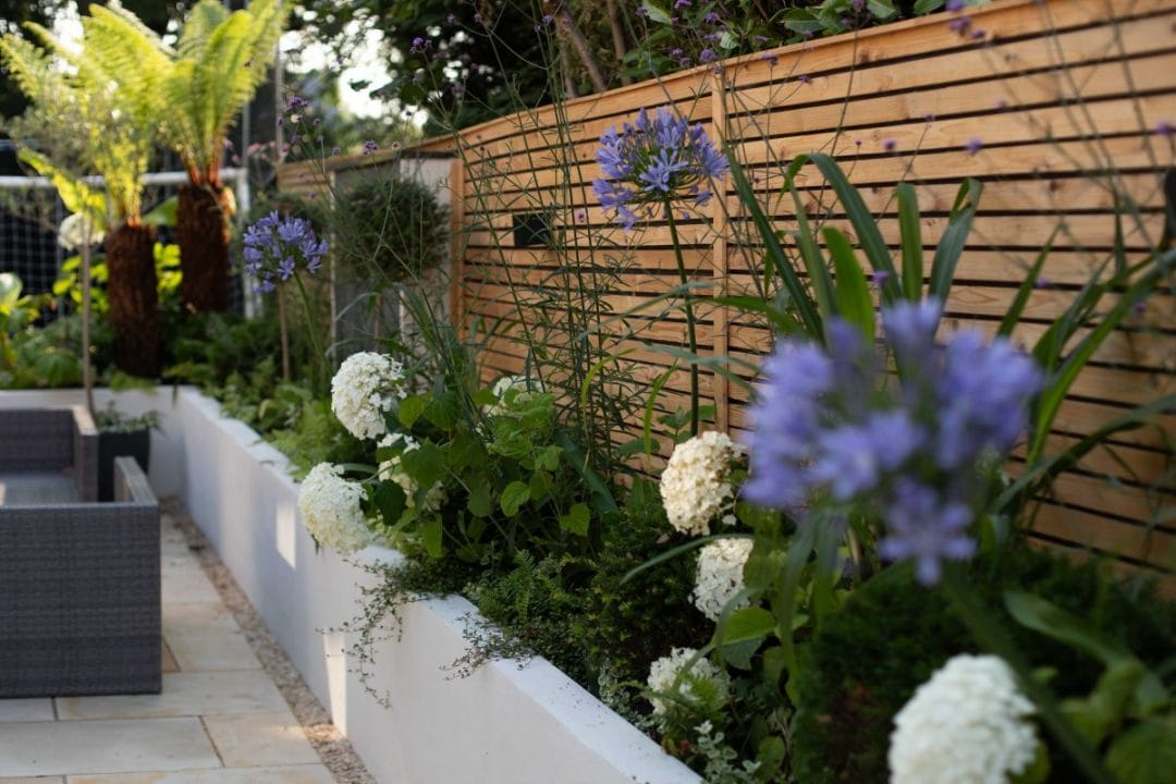 gardening garden design landscaping Surrey raised bed flower bed patio colour scheme garden