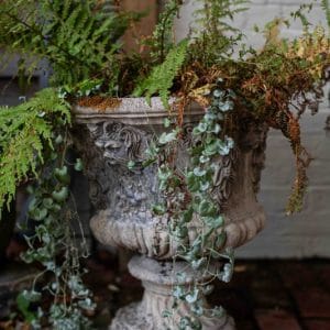 Composite Stone Garden Urn with Detailed Illustrations