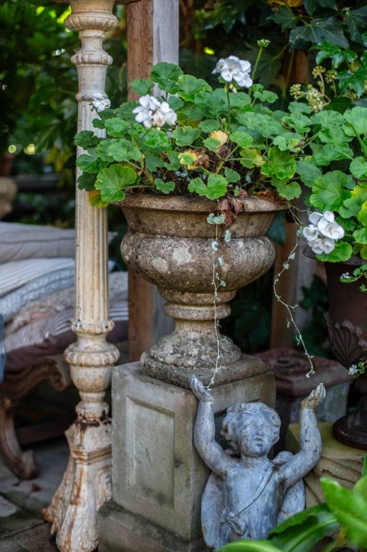 Pair of Composite Stone Round Urns - Image 2